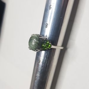 Chrome diopside and Seraphinite Ring .925